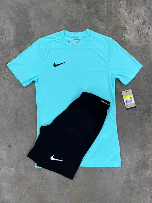 Nike Dri-FIT Short Set – Aqua Blue/Black