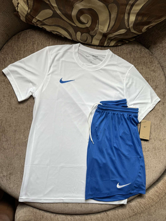 Nike Dri-FIT Short Set –  White/Blue